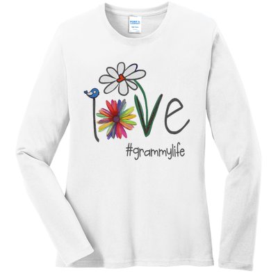 Love Grammy Life Art Flower Great Ladies Long Sleeve Shirt