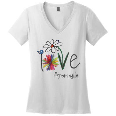 Love Grammy Life Art Flower Great Women's V-Neck T-Shirt