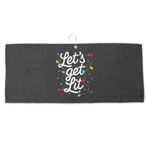 LetS Get Lit Festive Funny Christmas Design Matching Party Gift Large Microfiber Waffle Golf Towel