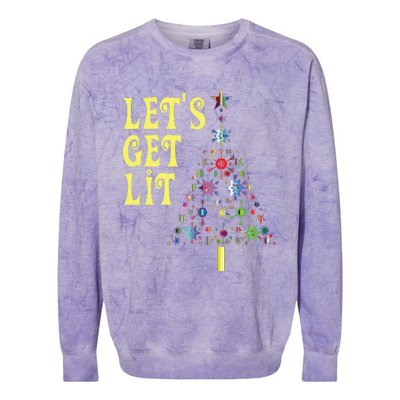 Lets Get Lit Shirts Adult Funny Christmas Colorblast Crewneck Sweatshirt