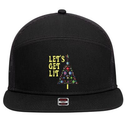 Lets Get Lit Shirts Adult Funny Christmas 7 Panel Mesh Trucker Snapback Hat