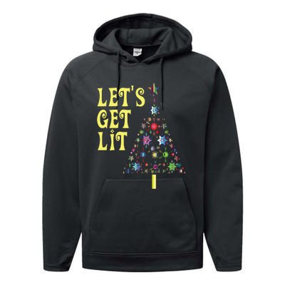 Lets Get Lit Shirts Adult Funny Christmas Performance Fleece Hoodie