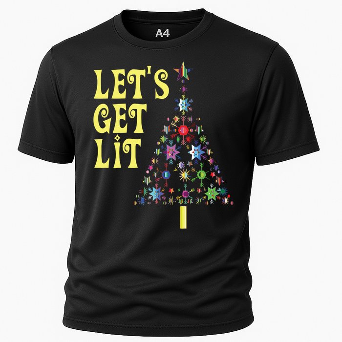 Lets Get Lit Shirts Adult Funny Christmas Cooling Performance Crew T-Shirt