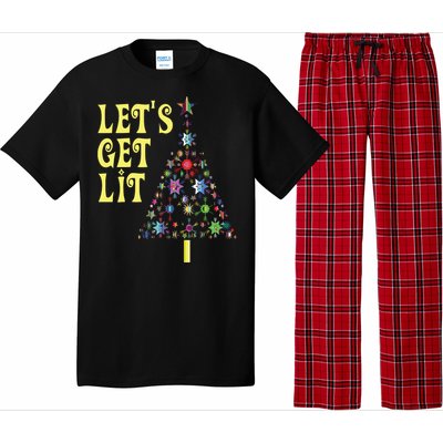 Lets Get Lit Shirts Adult Funny Christmas Pajama Set