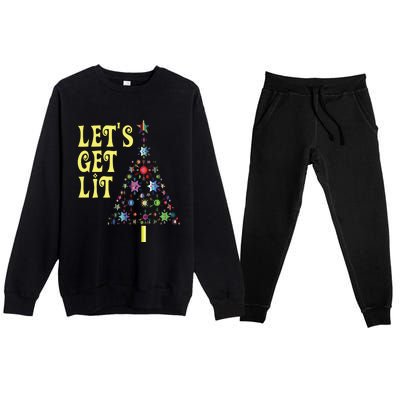 Lets Get Lit Shirts Adult Funny Christmas Premium Crewneck Sweatsuit Set