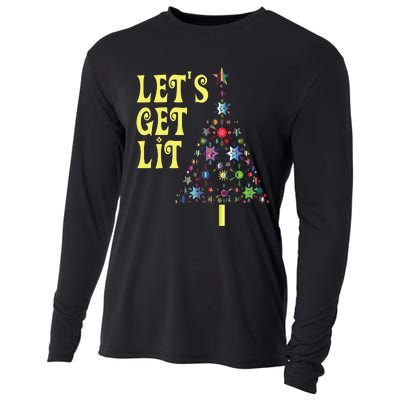 Lets Get Lit Shirts Adult Funny Christmas Cooling Performance Long Sleeve Crew