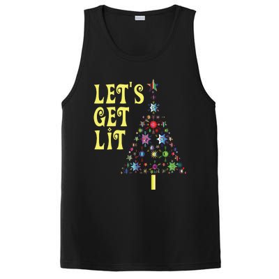 Lets Get Lit Shirts Adult Funny Christmas PosiCharge Competitor Tank