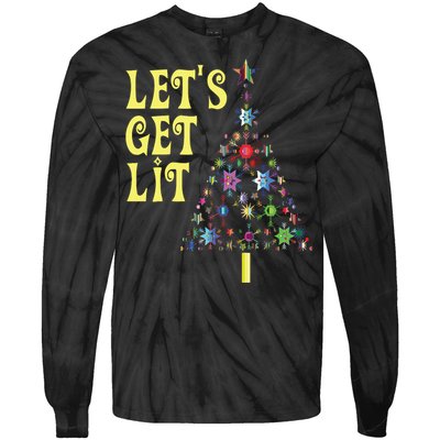 Lets Get Lit Shirts Adult Funny Christmas Tie-Dye Long Sleeve Shirt