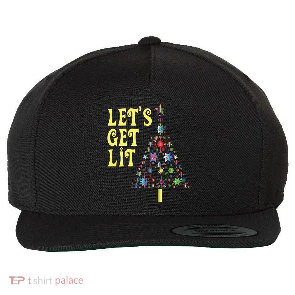 Lets Get Lit Shirts Adult Funny Christmas Wool Snapback Cap