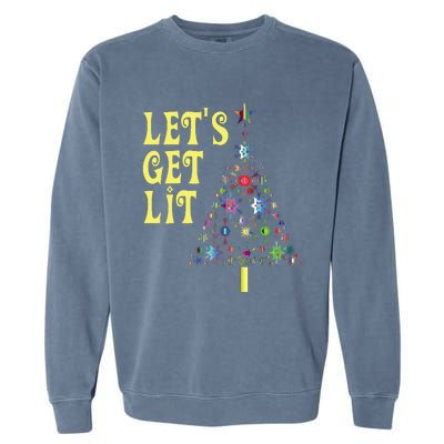 Lets Get Lit Shirts Adult Funny Christmas Garment-Dyed Sweatshirt