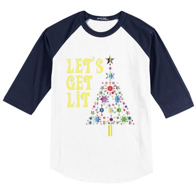 Lets Get Lit Shirts Adult Funny Christmas Baseball Sleeve Shirt