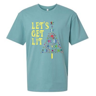 Lets Get Lit Shirts Adult Funny Christmas Sueded Cloud Jersey T-Shirt