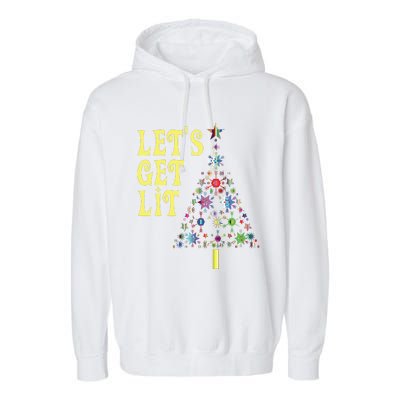 Lets Get Lit Shirts Adult Funny Christmas Garment-Dyed Fleece Hoodie