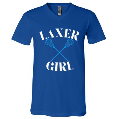 Lacrosse Girl V-Neck T-Shirt