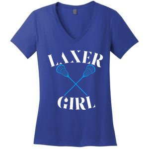 Lacrosse Girl Women's V-Neck T-Shirt