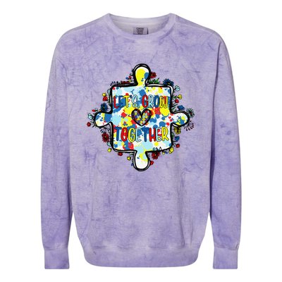 Lets Grow Love Together Autism Awareness Colorblast Crewneck Sweatshirt