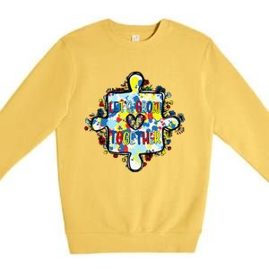 Lets Grow Love Together Autism Awareness Premium Crewneck Sweatshirt