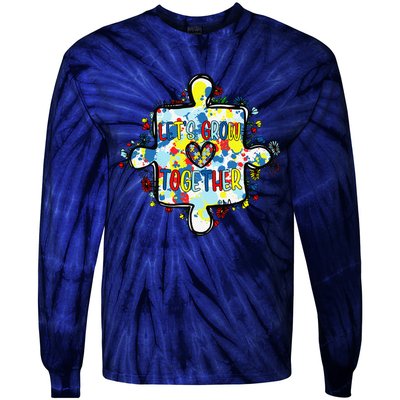 Lets Grow Love Together Autism Awareness Tie-Dye Long Sleeve Shirt