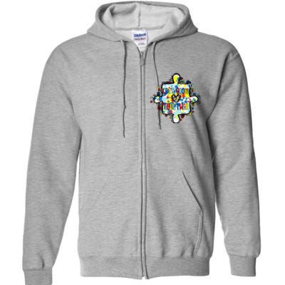 Lets Grow Love Together Autism Awareness Full Zip Hoodie