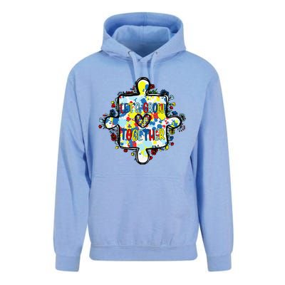 Lets Grow Love Together Autism Awareness Unisex Surf Hoodie