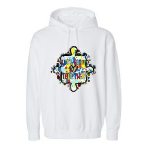 Lets Grow Love Together Autism Awareness Garment-Dyed Fleece Hoodie