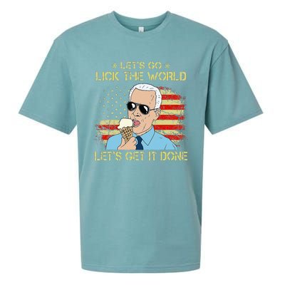 Let's Go Lick The World Let's Get It Done Funny Joe Biden Sueded Cloud Jersey T-Shirt