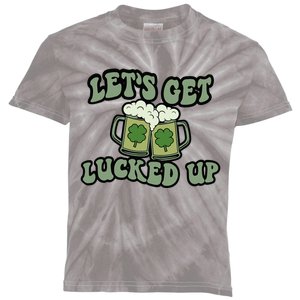 Lets Get Lucked Up Lucky Clovers St Patricks Day Beer Drink Kids Tie-Dye T-Shirt