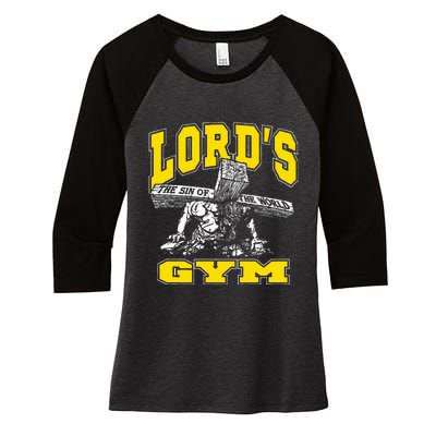 Lords Gym LordS The Sin Of World Jesus Women's Tri-Blend 3/4-Sleeve Raglan Shirt