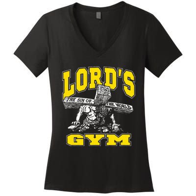 Lords Gym LordS The Sin Of World Jesus Women's V-Neck T-Shirt