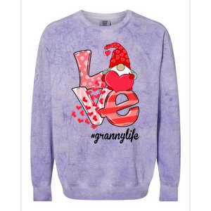 Love Granny Life Gnomie Valentine's Day Gift Granny Gift Colorblast Crewneck Sweatshirt