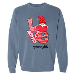 Love Granny Life Gnomie Valentine's Day Gift Granny Gift Garment-Dyed Sweatshirt