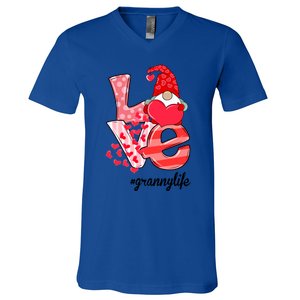 Love Granny Life Gnomie Valentine's Day Gift Granny Gift V-Neck T-Shirt