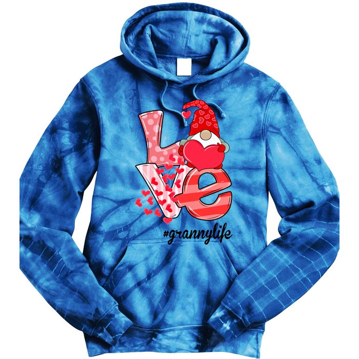 Love Granny Life Gnomie Valentine's Day Gift Granny Gift Tie Dye Hoodie