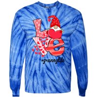 Love Granny Life Gnomie Valentine's Day Gift Granny Gift Tie-Dye Long Sleeve Shirt