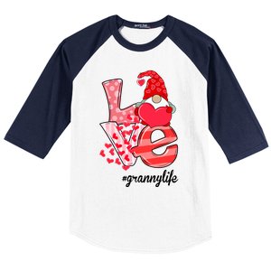 Love Granny Life Gnomie Valentine's Day Gift Granny Gift Baseball Sleeve Shirt