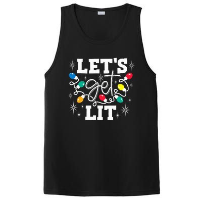 Let's Get Lit Drinking Santa Hat Christmas Lights Funny PosiCharge Competitor Tank