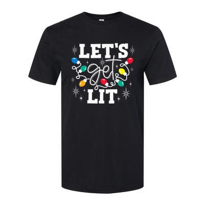 Let's Get Lit Drinking Santa Hat Christmas Lights Funny Softstyle® CVC T-Shirt