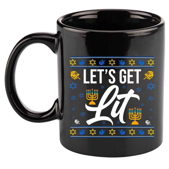 LetS Get Lit Funny Christmas Hanukkah Jewish Gift 11oz C Handle Ceramic Mug