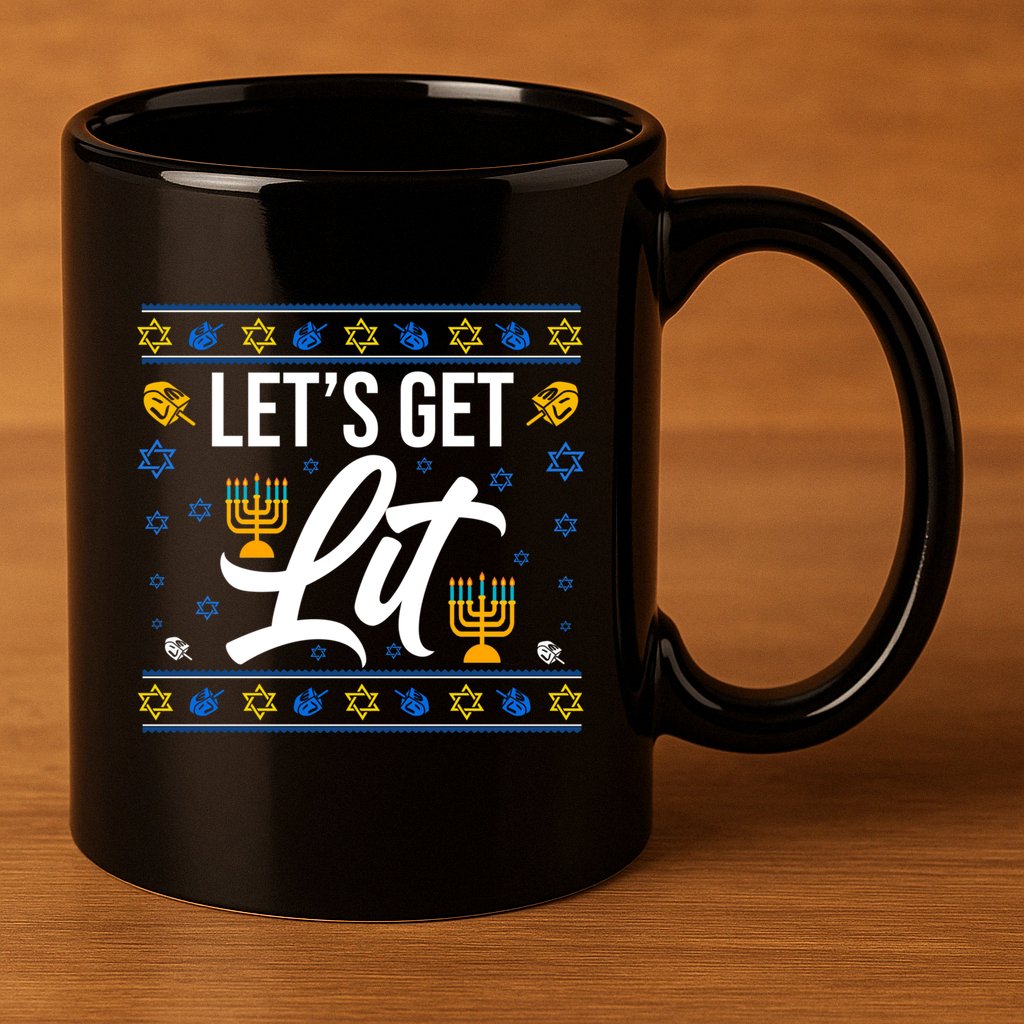 LetS Get Lit Funny Christmas Hanukkah Jewish Gift 11oz C Handle Ceramic Mug