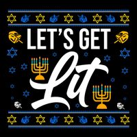 LetS Get Lit Funny Christmas Hanukkah Jewish Gift Drawstring Bag