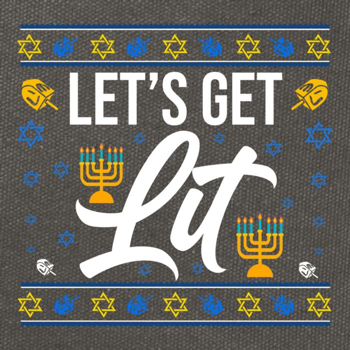 LetS Get Lit Funny Christmas Hanukkah Jewish Gift Cotton Canvas Backpack