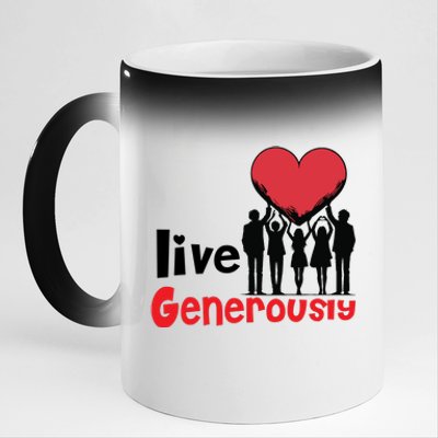 Live Generously 11oz Black Color Changing Mug