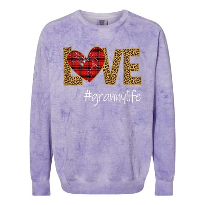 Love Granny Life Leopard Funny Mother Day Gift Meaningful Gift Colorblast Crewneck Sweatshirt