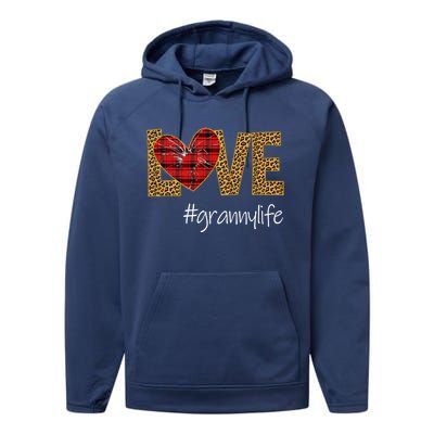 Love Granny Life Leopard Funny Mother Day Gift Meaningful Gift Performance Fleece Hoodie