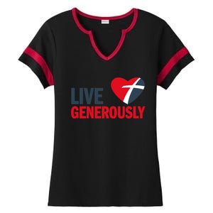 Living Generously Ladies Halftime Notch Neck Tee