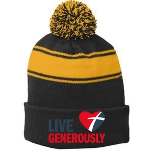 Living Generously Stripe Pom Pom Beanie