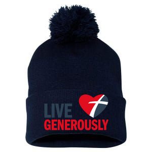 Living Generously Pom Pom 12in Knit Beanie