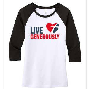 Living Generously Women's Tri-Blend 3/4-Sleeve Raglan Shirt