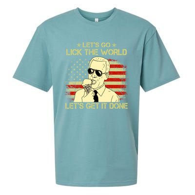 Let's Go Lick The World, Let's Get It Done Funny Joe Biden Sueded Cloud Jersey T-Shirt