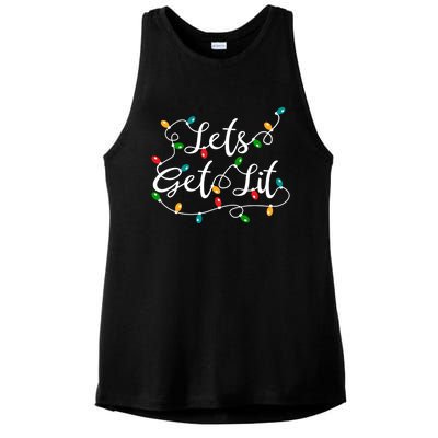 Let's Get Lit Gift Funny Xmas Holidays Christmas Funny Gift Ladies PosiCharge Tri-Blend Wicking Tank